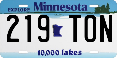 MN license plate 219TON