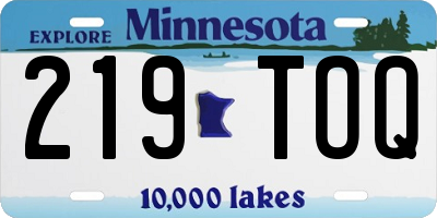 MN license plate 219TOQ