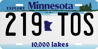 MN license plate 219TOS