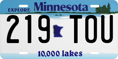 MN license plate 219TOU