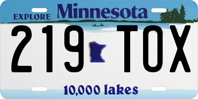 MN license plate 219TOX