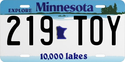 MN license plate 219TOY