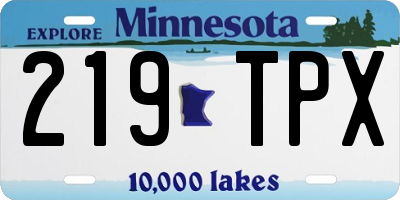 MN license plate 219TPX