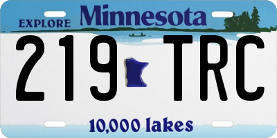MN license plate 219TRC