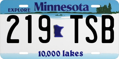 MN license plate 219TSB