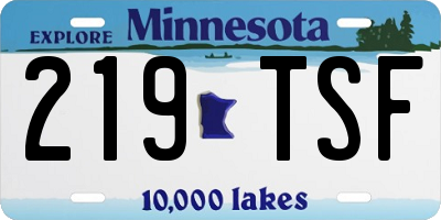 MN license plate 219TSF