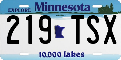 MN license plate 219TSX