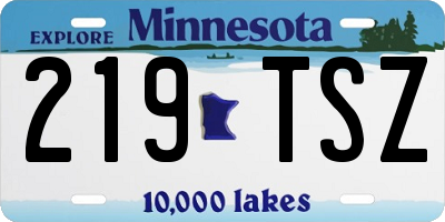 MN license plate 219TSZ