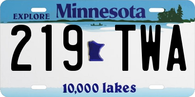 MN license plate 219TWA