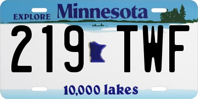 MN license plate 219TWF