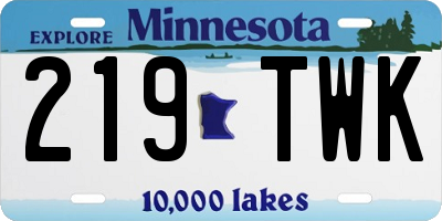 MN license plate 219TWK