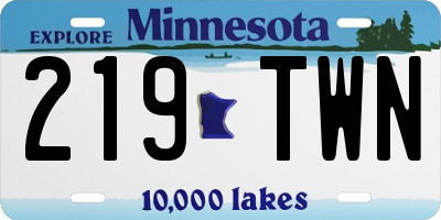 MN license plate 219TWN