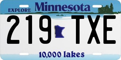 MN license plate 219TXE