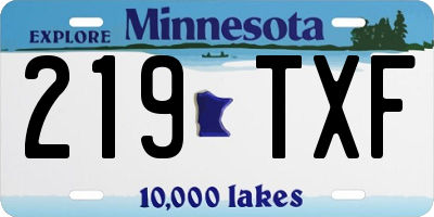 MN license plate 219TXF