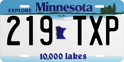 MN license plate 219TXP