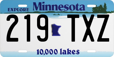 MN license plate 219TXZ