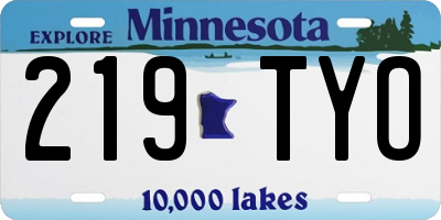 MN license plate 219TYO