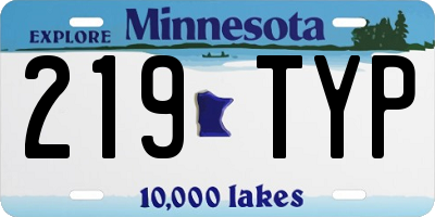 MN license plate 219TYP