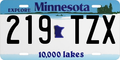 MN license plate 219TZX