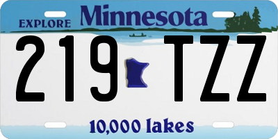 MN license plate 219TZZ
