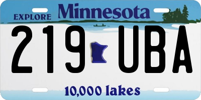 MN license plate 219UBA