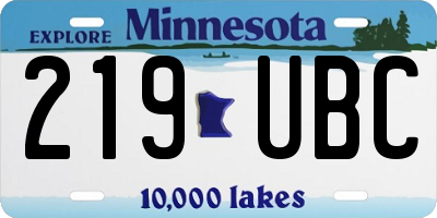 MN license plate 219UBC