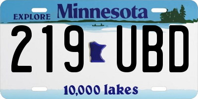 MN license plate 219UBD