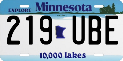 MN license plate 219UBE