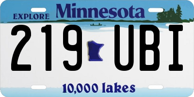 MN license plate 219UBI