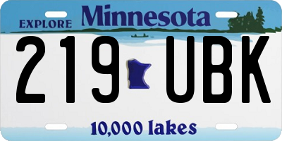 MN license plate 219UBK