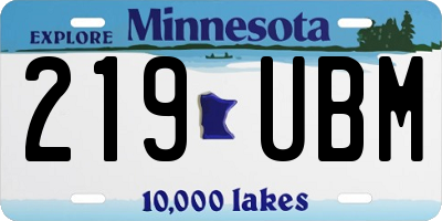 MN license plate 219UBM