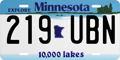 MN license plate 219UBN