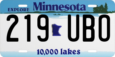 MN license plate 219UBO