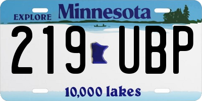 MN license plate 219UBP