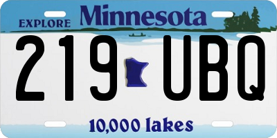 MN license plate 219UBQ