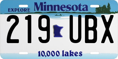 MN license plate 219UBX