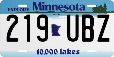 MN license plate 219UBZ