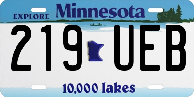 MN license plate 219UEB