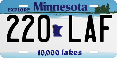 MN license plate 220LAF