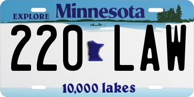 MN license plate 220LAW