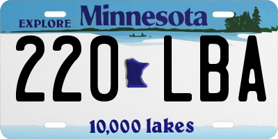 MN license plate 220LBA