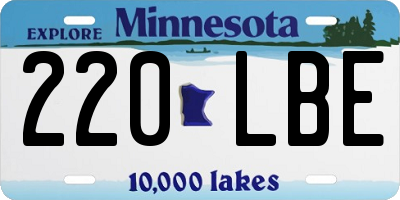 MN license plate 220LBE