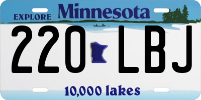 MN license plate 220LBJ