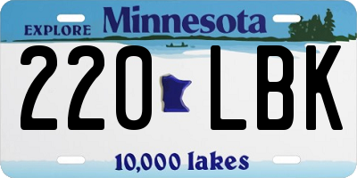 MN license plate 220LBK