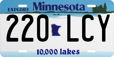 MN license plate 220LCY