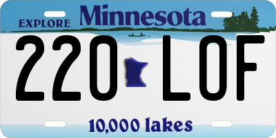 MN license plate 220LOF