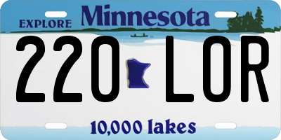 MN license plate 220LOR