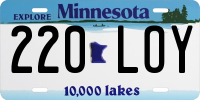 MN license plate 220LOY