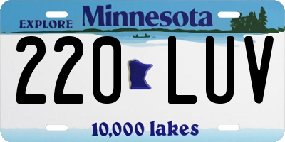 MN license plate 220LUV
