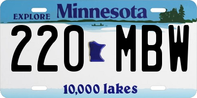 MN license plate 220MBW
